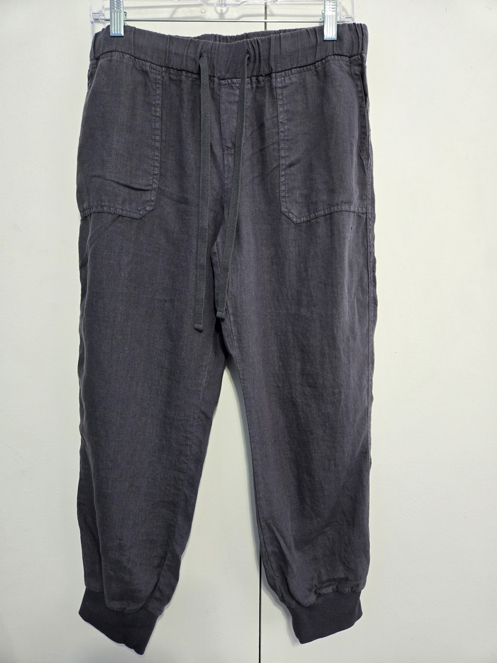 Caslon Petite 100% Linen Jogger Pants Gray Drawstring Cropped Small